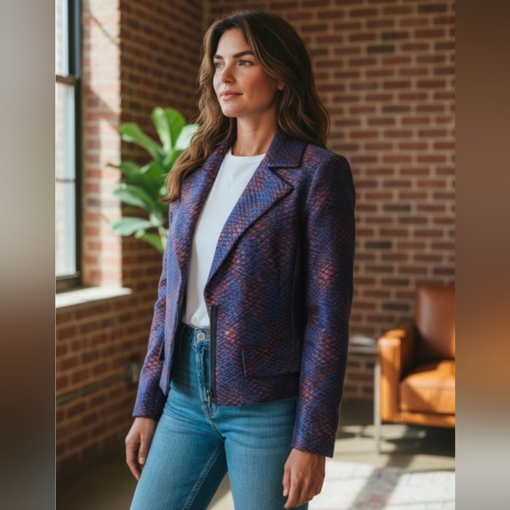 DONCASTER COLLECTION Zip-Front Blazer Jacket - Size 8
